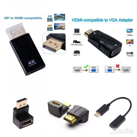 Переходник Hdmi, Dp, Dp - Hdmi