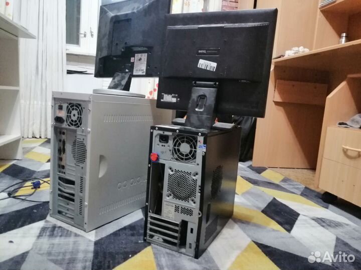 Продаю 2 пк нерабочих + 2 монитора TN + клавиатура