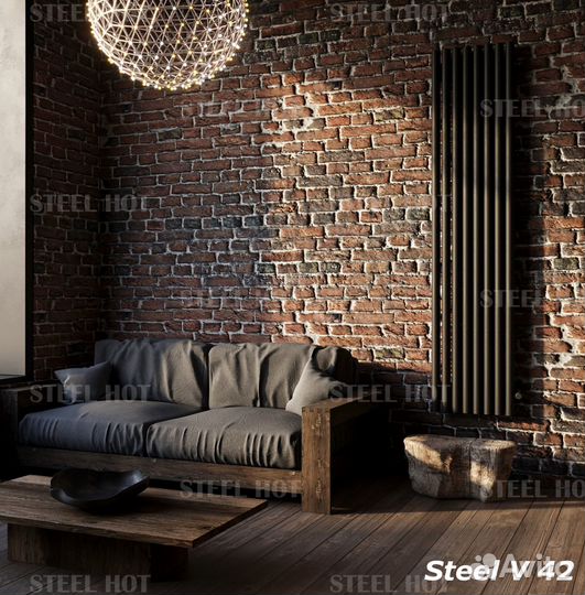 Вертикальный дизайнерский радиатор Steel-Hot от за