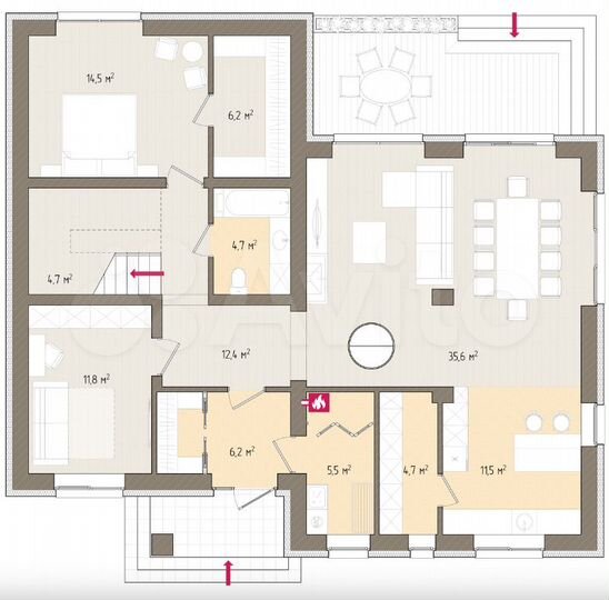 Коттедж 175 м² на участке 10 сот.