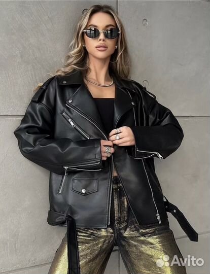 Кожаная куртка косуха женская