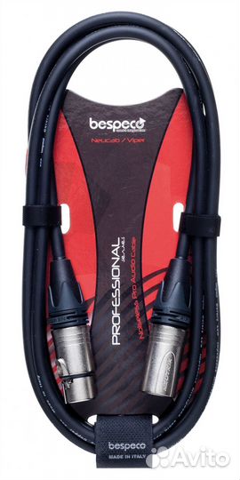 Кабель микрофонный Bespeco ncmb100 (XLR-XLR) 1 m