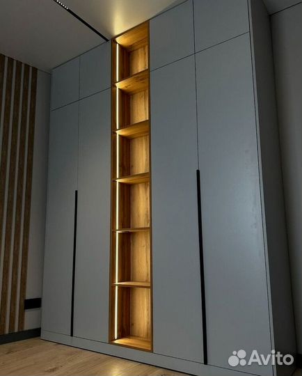 Шкаф серый матовый с подсветкой