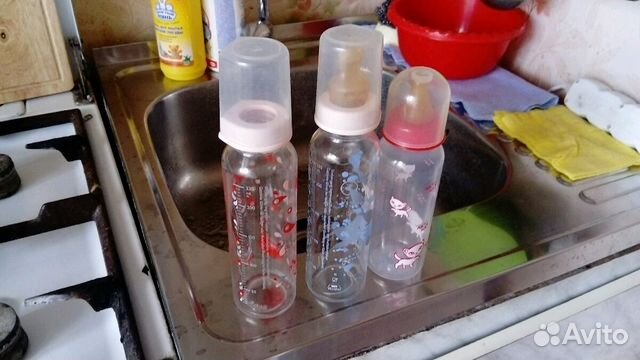 Бутылка для смеси бу месяц, стекло, цена за три