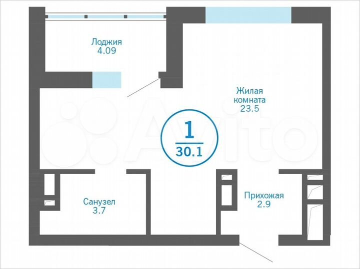 Квартира-студия, 30,1 м², 8/17 эт.