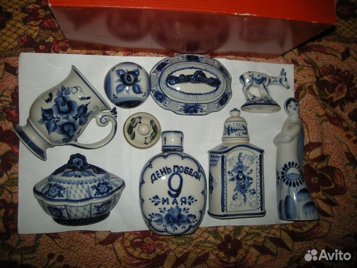 Девушка с косой гжель фляжка 9 мая штоф икорница