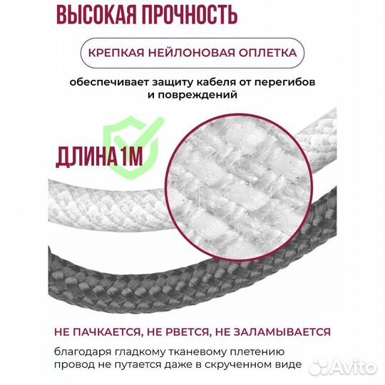 Кабель USB-A - microusb 1m Zibelino #392129