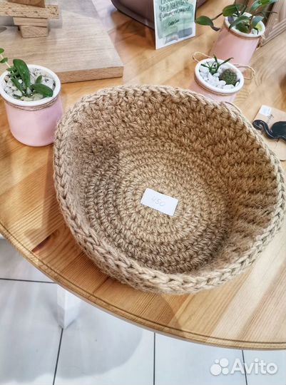 Корзинка Интерьерная из джута. Ручная вязка