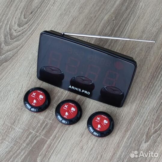 Кнопка вызова официанта Счет, Вызов, Отмена, табло