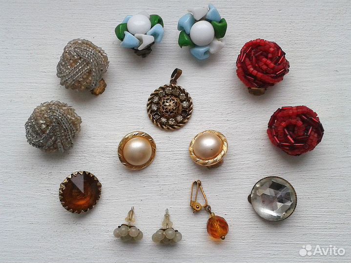 Винтажные клипсы Чехословакия, бижутерия