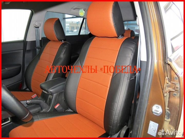 Чехлы Kia Sportage 4 из экокожи чёрно-коричневые