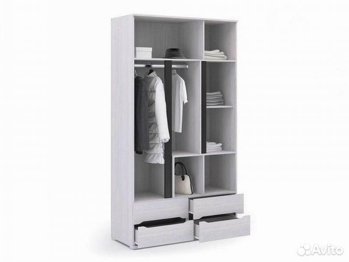 Шкаф белый 3х створчатый с ящиками Валенсия шк 013