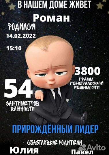 Детская метрика, постеры на заказ