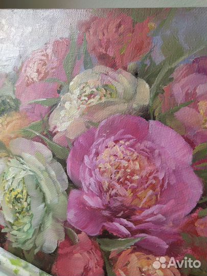 Картина маслом на холсте цветы пионы