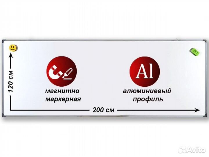 Доска маркерная магнитная 200х120 см. WDK