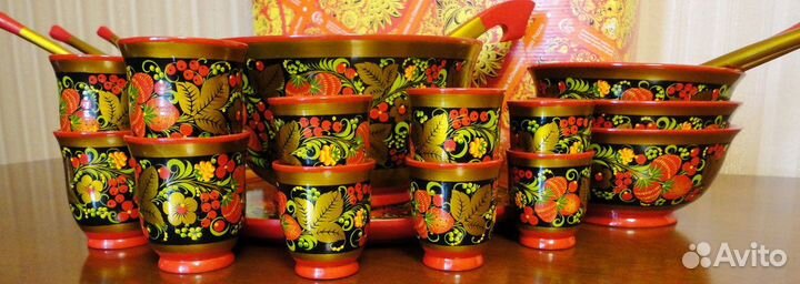 Хохлома набор для окрошки 27 предметов новый