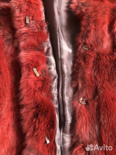 Шуба бордовая из кролика