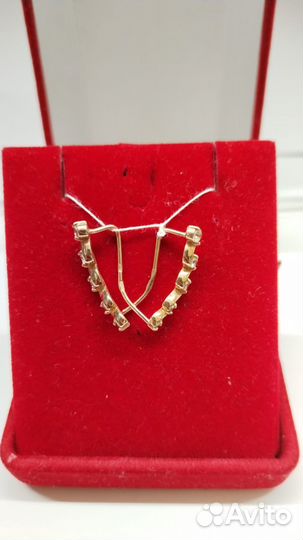 Серьги-каффы, золото, 585,фианиты