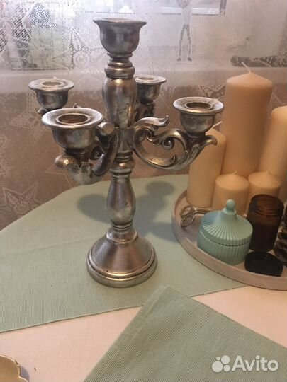 Подсвечник дерево+серебрение