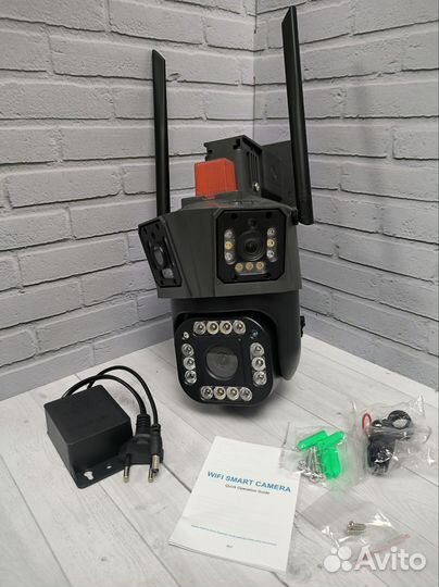 Камера видеонаблюдения wifi уличная 3 объектива