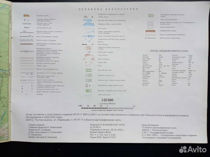 Большой Сочи, топографический план, карта 2003 год