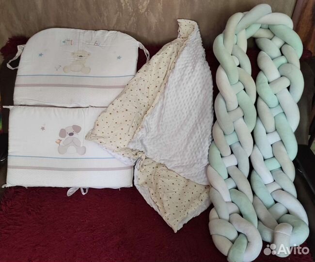 Бортики +косичка+одеялко для детской кроватки