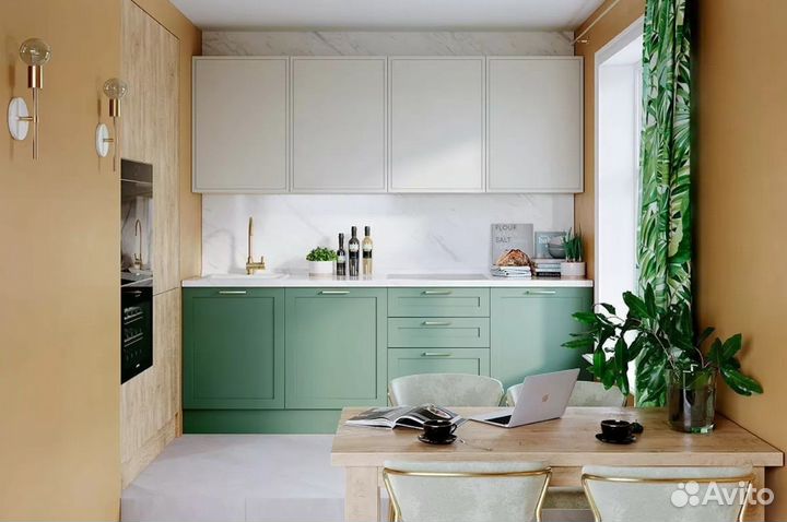 Кухня прямая на заказ современная классика