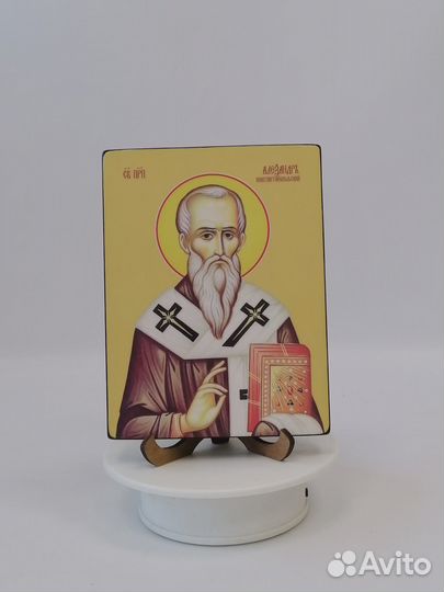 Преподобный Александр Константинопольский, 12x16x1,8 см, арт Ид3783