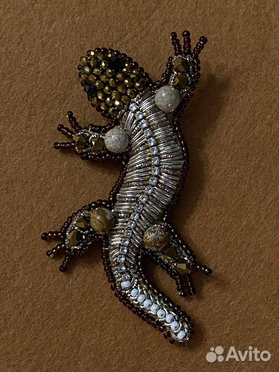 Брошь ящерица ручной работы