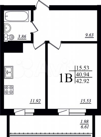 1-к. квартира, 43 м², 9/19 эт.