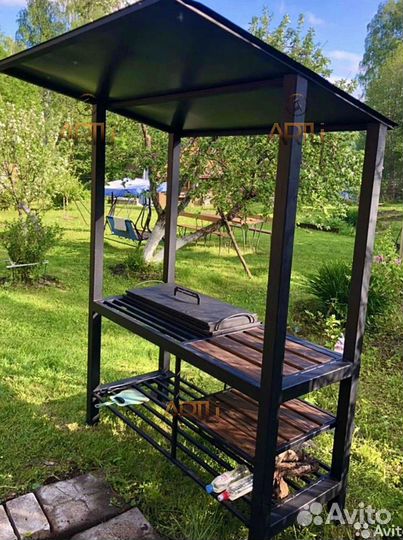 Мангал кованый с крышей Лофт 1-1