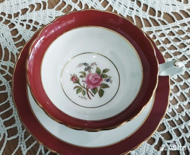 Чайная пара 19 в. Miniver Rose Англия