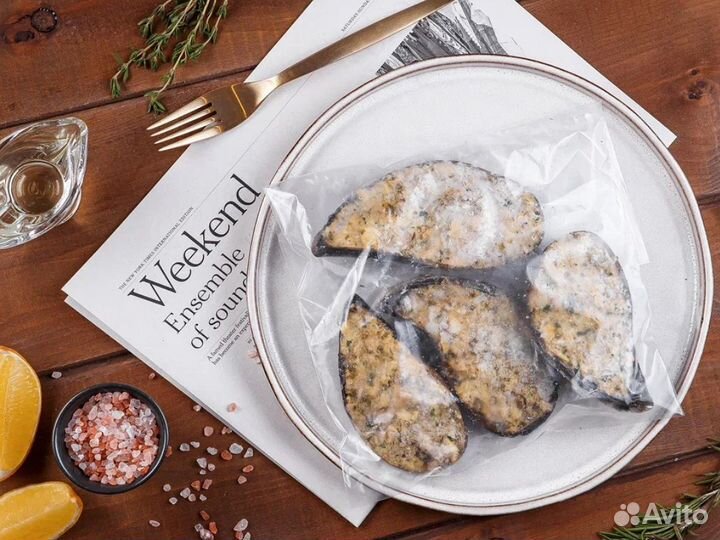 Мидии фаршированные палтусом