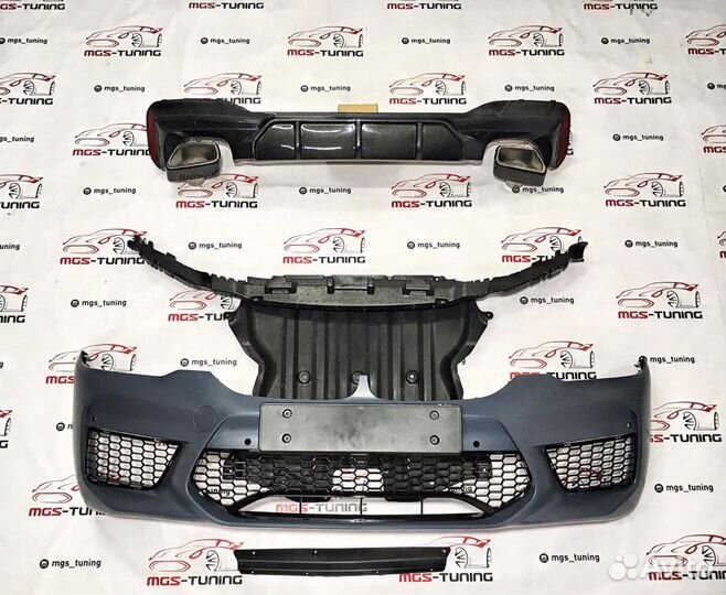 Бампер + диффузор Карбон BMW G30 с насадками