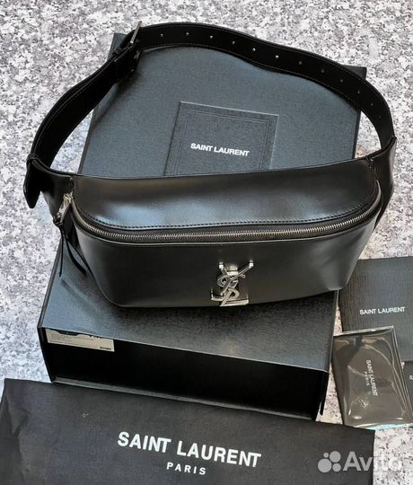 Сумка кожаная на пояс YSL Saint Laurent Cassandre