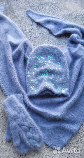 Шапка косынка варежки