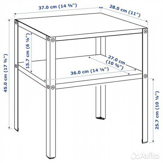 IKEA Кнарревик 37х28 см столик-тумбочка черный