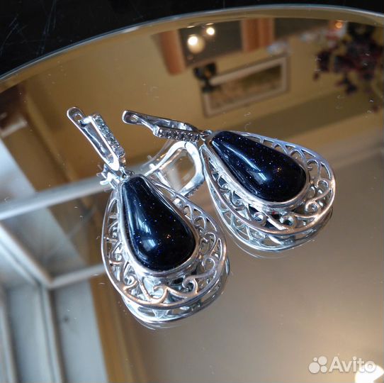 Серьги с натуральным авантюрином