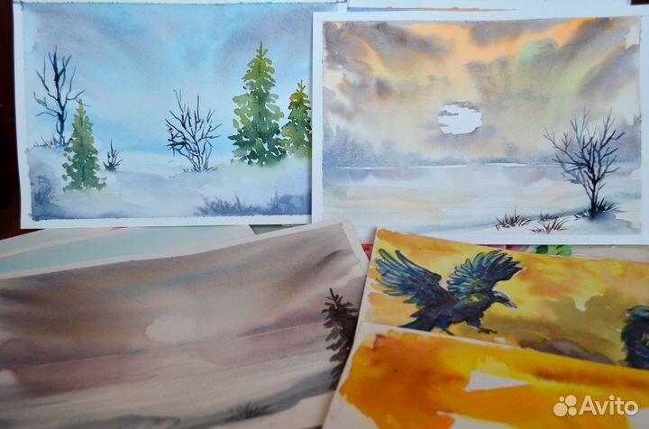 Картины акварелью разные Бесплатно