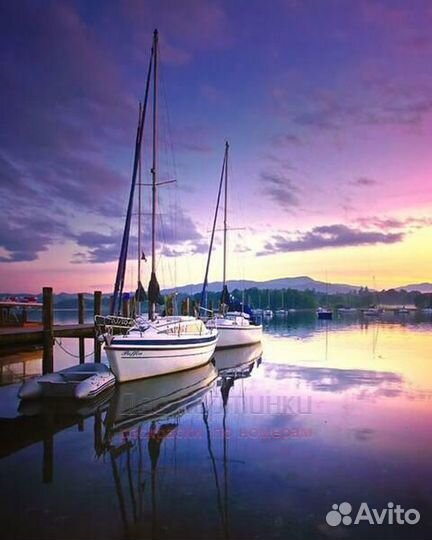 Картина по номерам 40x50 Белые яхты у причала