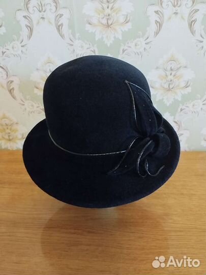 Шляпа велюровая женская, черная, р-р 56
