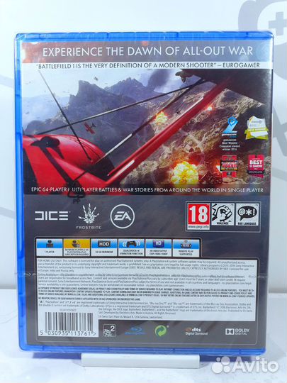 Диск для PS4 Battlefield 1 Новый