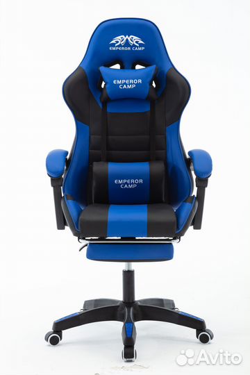 Игровое кресло черно-синее без подставки