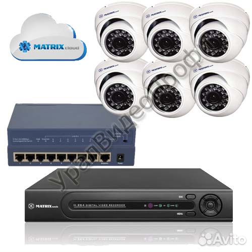 Система видеонаблюдения IP для помещений 6шт 960Р