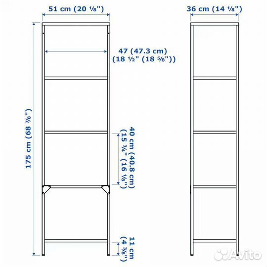 Стеллаж IKEA vittsjö белый/стекло, 51x175 см