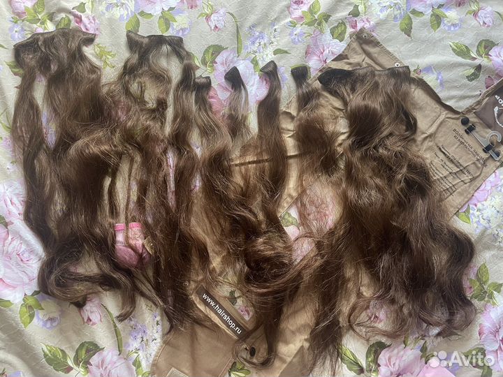 Волосы на заколках натуральные