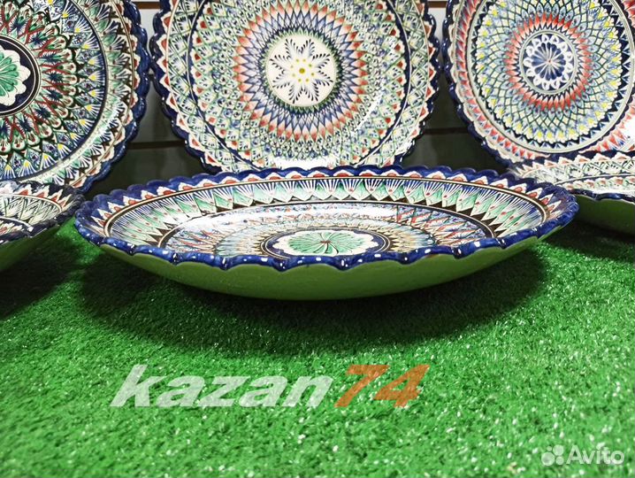 Ляган 38см край в виде ромашки узбекское блюдо