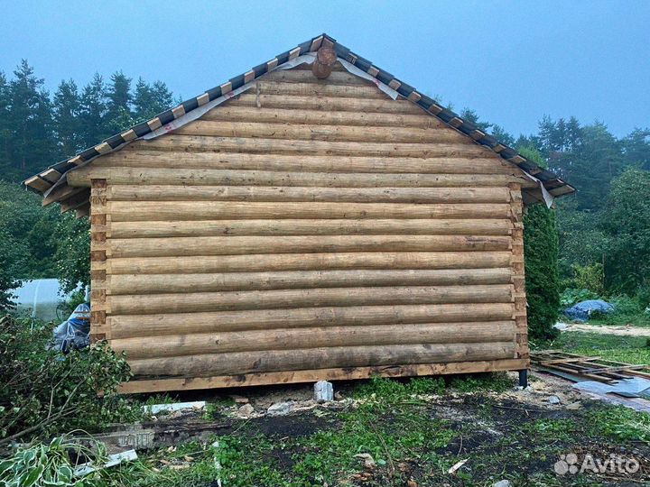 Сруб бани из бревна ручной рубки не бруса 6x5