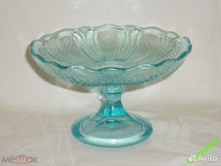 Ваза на ножке, лимонница русское стекло россия
