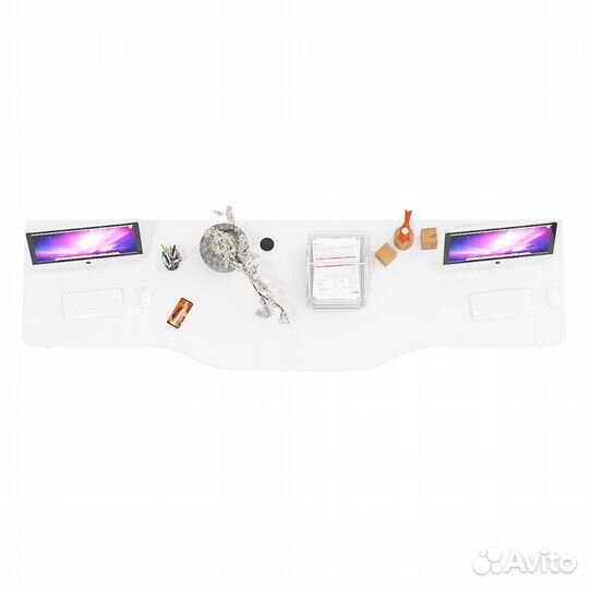 Два письменных стола Мебельный Двор мд 1.04 цвет белый шагрень, шхгхв 260х75х74 см